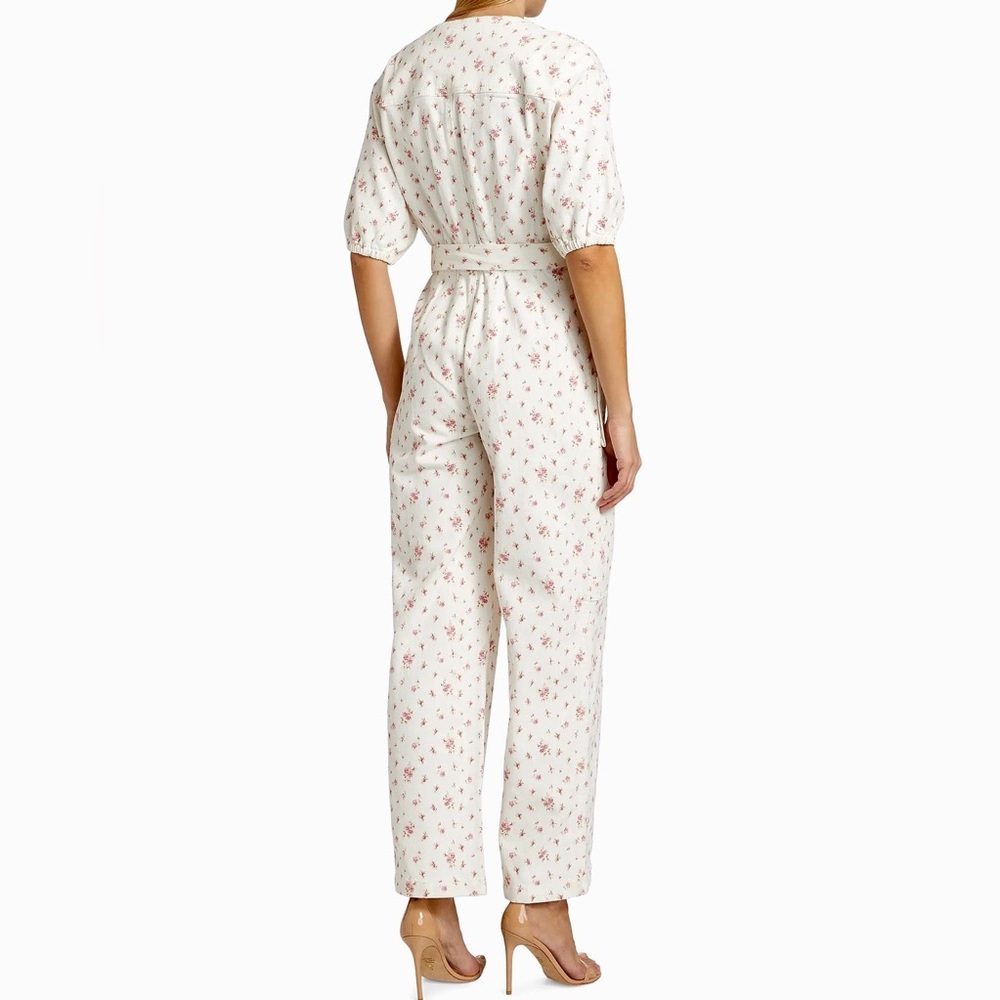 LoveShackFancy Jeni Tie-Waist Floral Jumpsuit size M - Picture 3 of 9